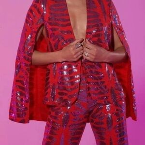 Red and Purple Sequin Suit Set